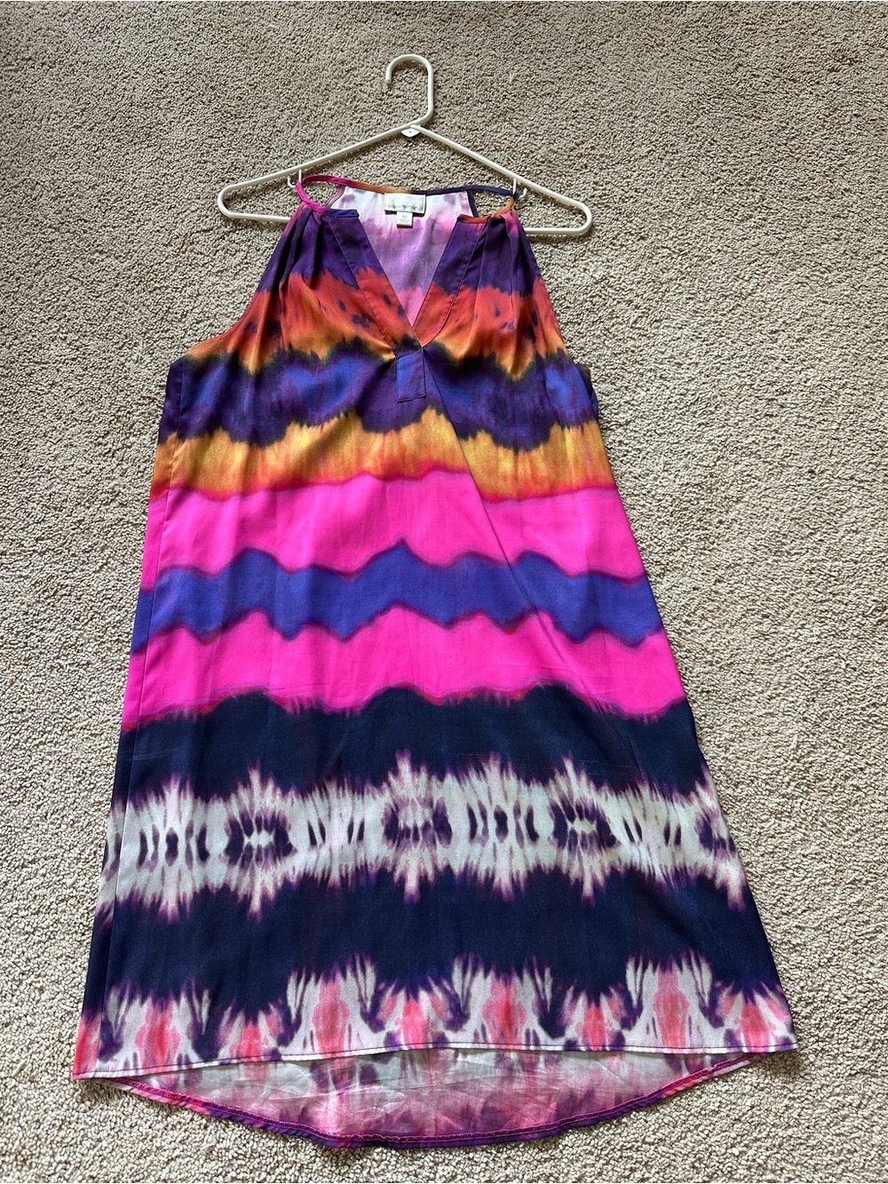 Donna Morgan Vibrant Tie-Dye Sleeveless Midi Dress - Pink, Purple, Navy, Yellow